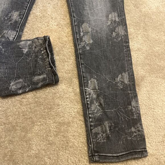 VALABASAS Jeans Men's Button Fly Stretch Skinny Distressed Black Size 38x30 - Picture 10 of 16